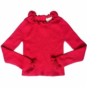 Cynthia Rowley Girls size XS 4 ruffled knit sweater top holiday  christmas